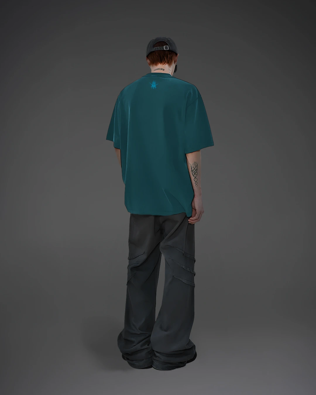 Basic’s Oversized Tee – Teal Blue - Image 4